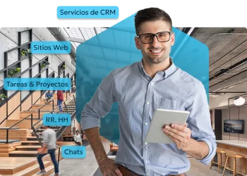 beneficios de crm24: sitios web, tareas, proyectos, recursos humanos y chats